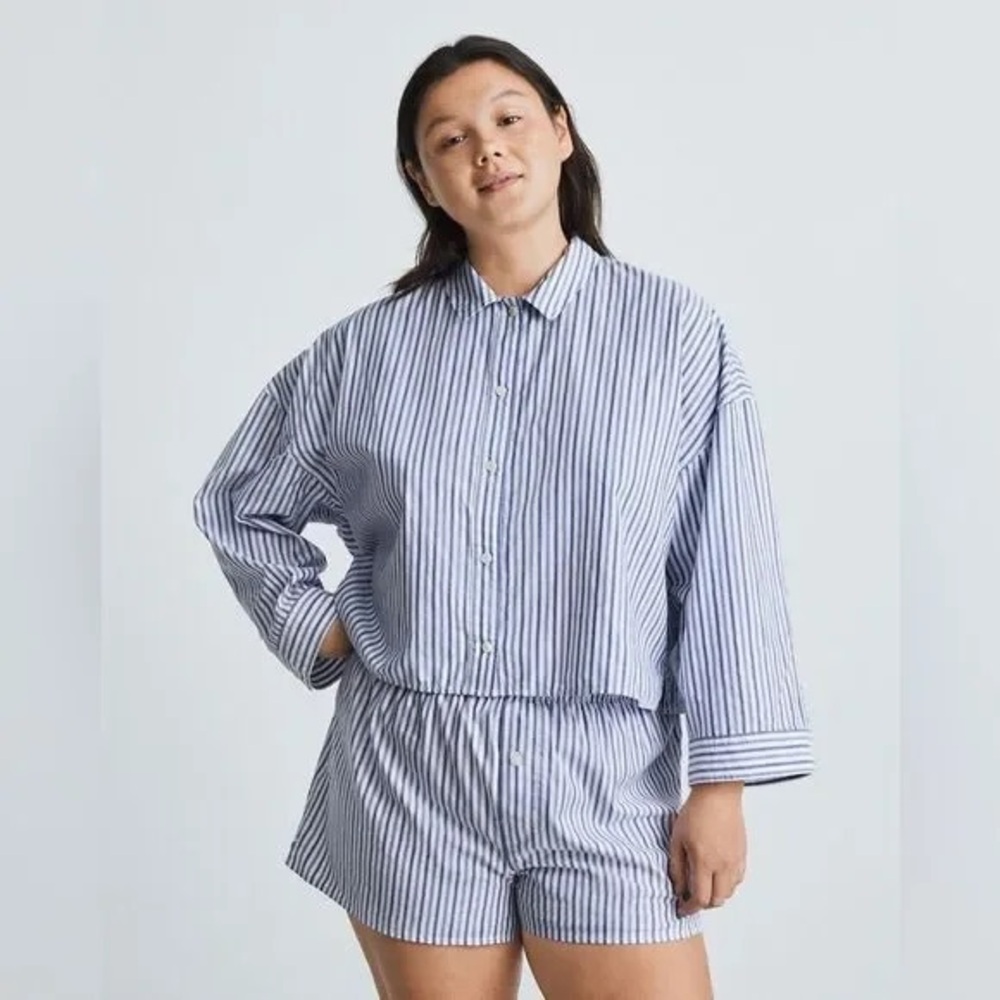 Striped Blue and White Women's Boxer Shorts